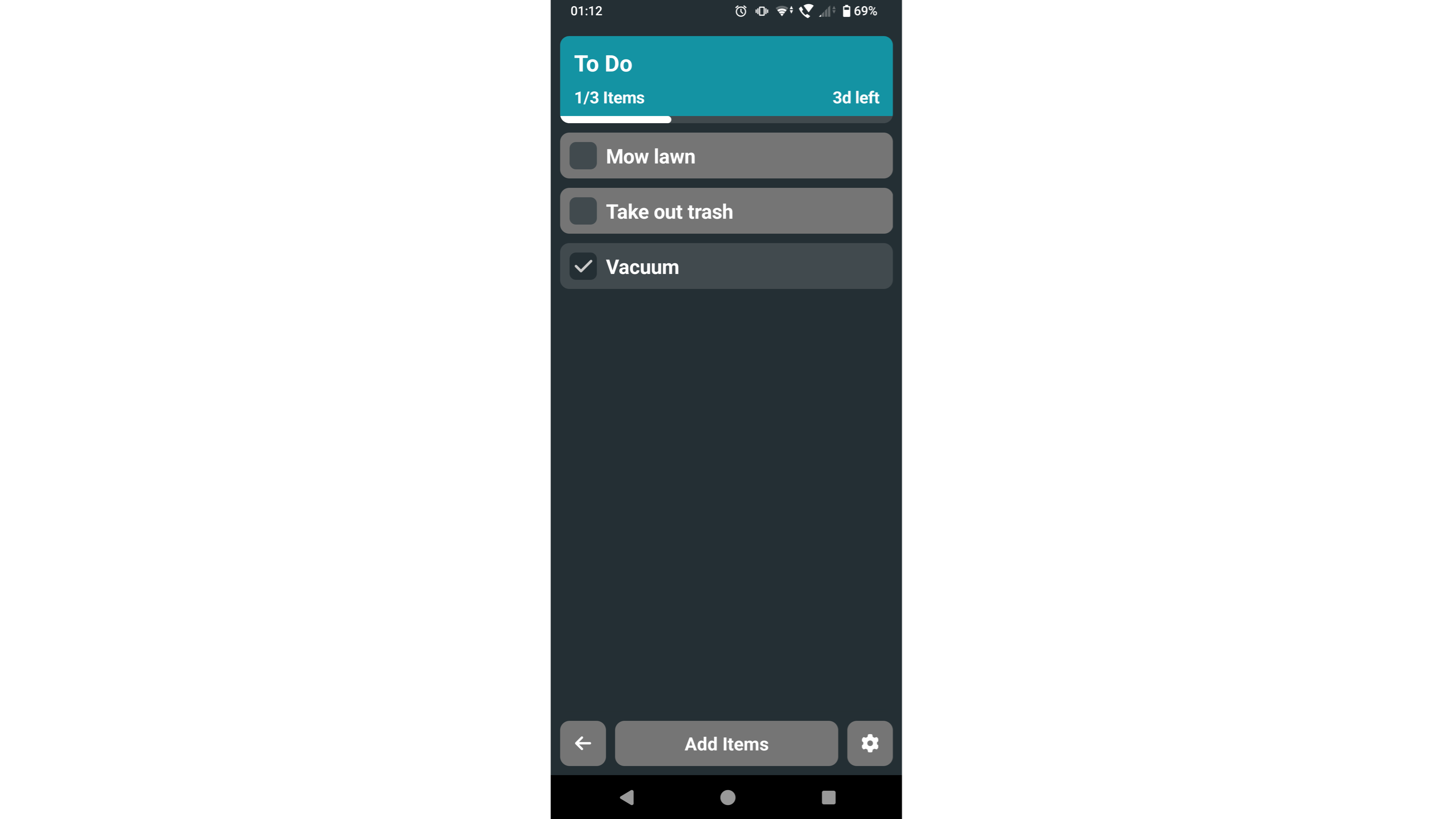 A screenshot of a to-do list application on Android
